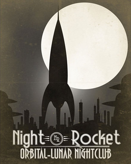 Night Rocket Oribital Lunar Nightclub Poster