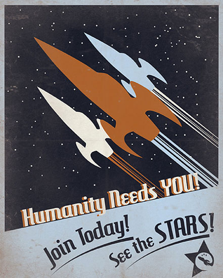 See The Stars Retro Science Fiction Poster