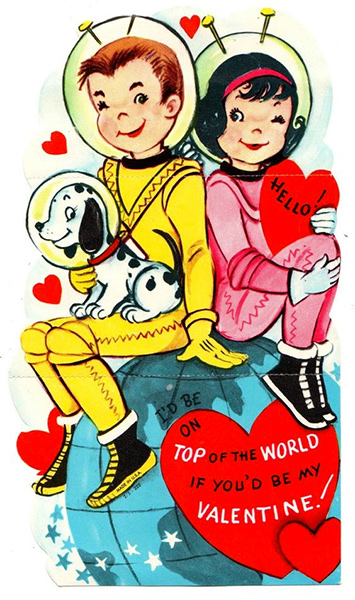 Vintage Astronauts Valentine's Card